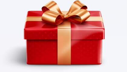 Obraz premium red gift box with gold ribbon bow