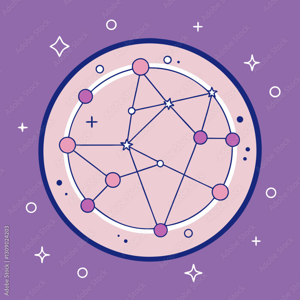 Poster abstract geometric network vector design, a minimalist vector illustration depicting a network of st