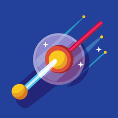 Cosmic symbol with beams and glowing particles vector, A vector illustration of a cosmic symbol with glowing beams and colorful particles, representing energy and space.
