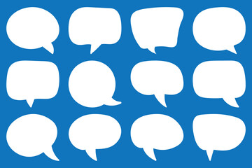 Fototapeta premium Set of speech bubbles. Speak bubble text, cartoon chatting box, message box. Blank empty vector white speech bubbles. Cartoon balloon word design. Vector illustration.