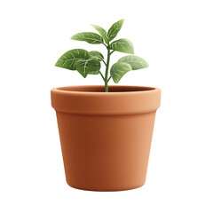 A terracotta clay flower pot with a simple design and smooth surface, ideal, isolated on a transparent background