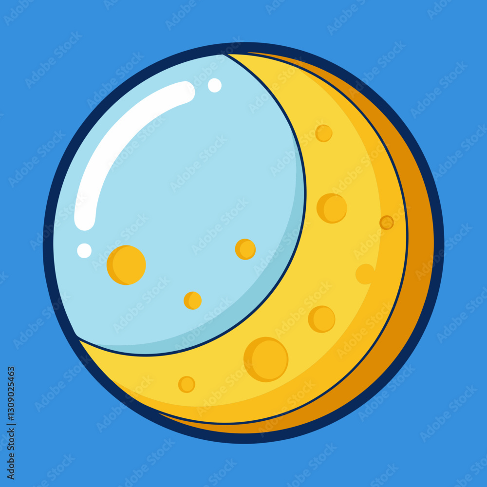 Aufkleber moon vector with crescent and glowing surface, a vector illustration of the moon with a crescent sha