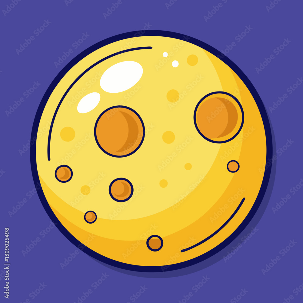 Aufkleber glossy yellow moon vector with craters, a vector illustration of a glossy yellow moon with visible c
