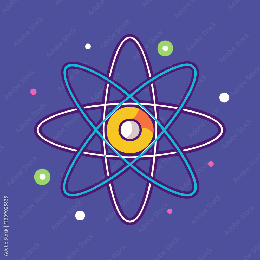 Aufkleber atomic structure vector with colorful electrons, a vector illustration of an atomic structure with c