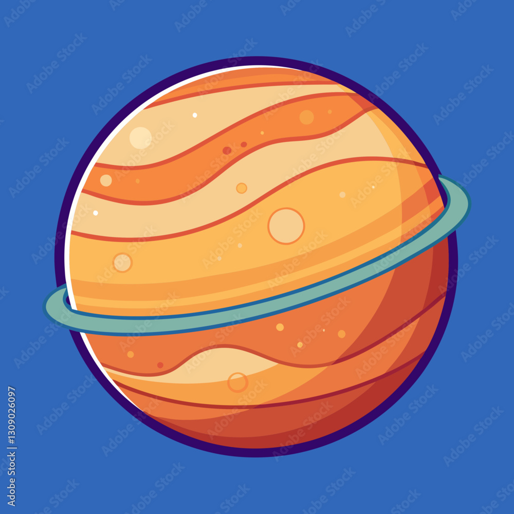 Poster jupiter planet vector with colorful rings, a vector illustration of jupiter planet with colorful ora