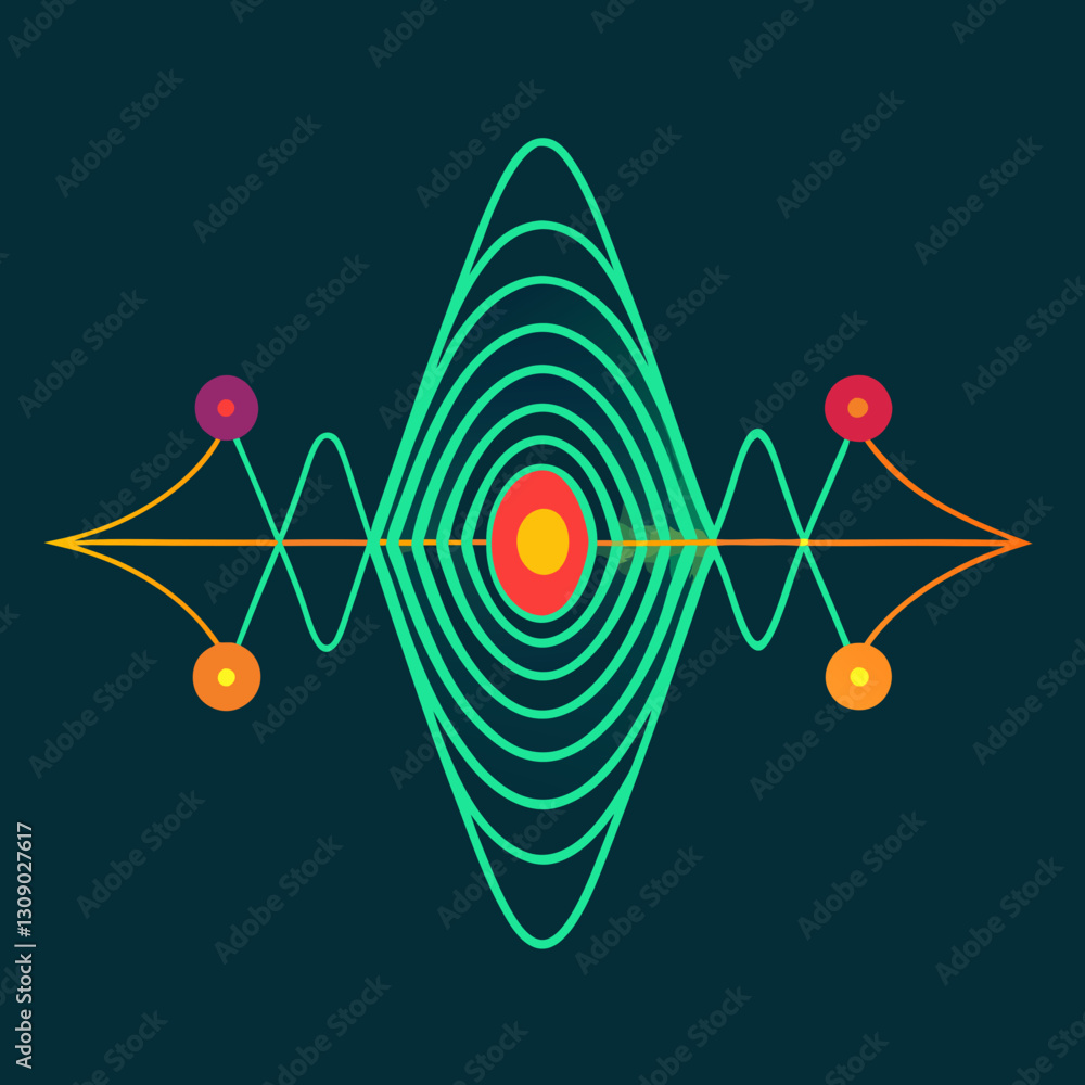 Poster wave frequency vector illustration with vibrant colors, a vector illustration of wave frequencies wi