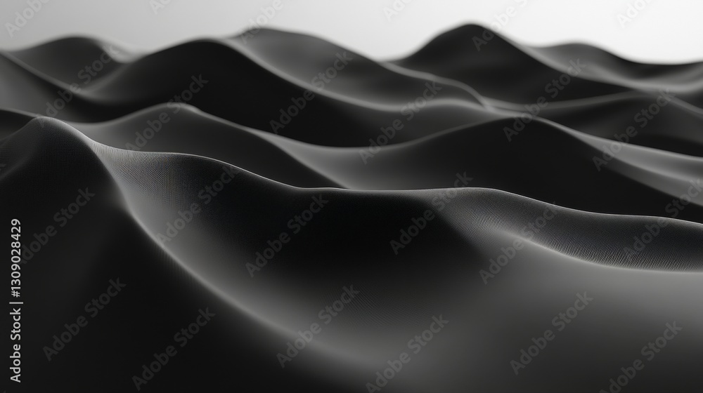 Poster abstract black waves, seamless 3d pattern, digital background, futuristic design element