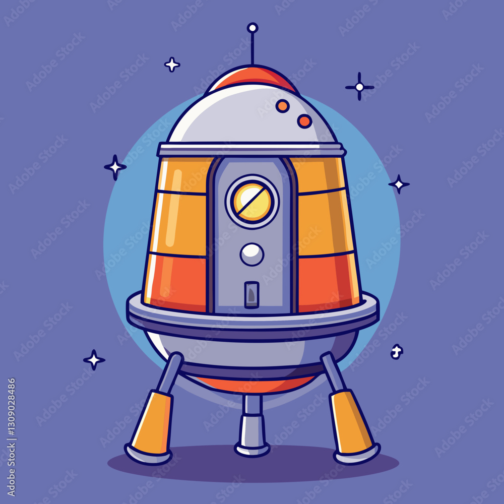 Aufkleber rocket spaceship vector illustration with landing gear, a vector illustration of a rocket spaceship 