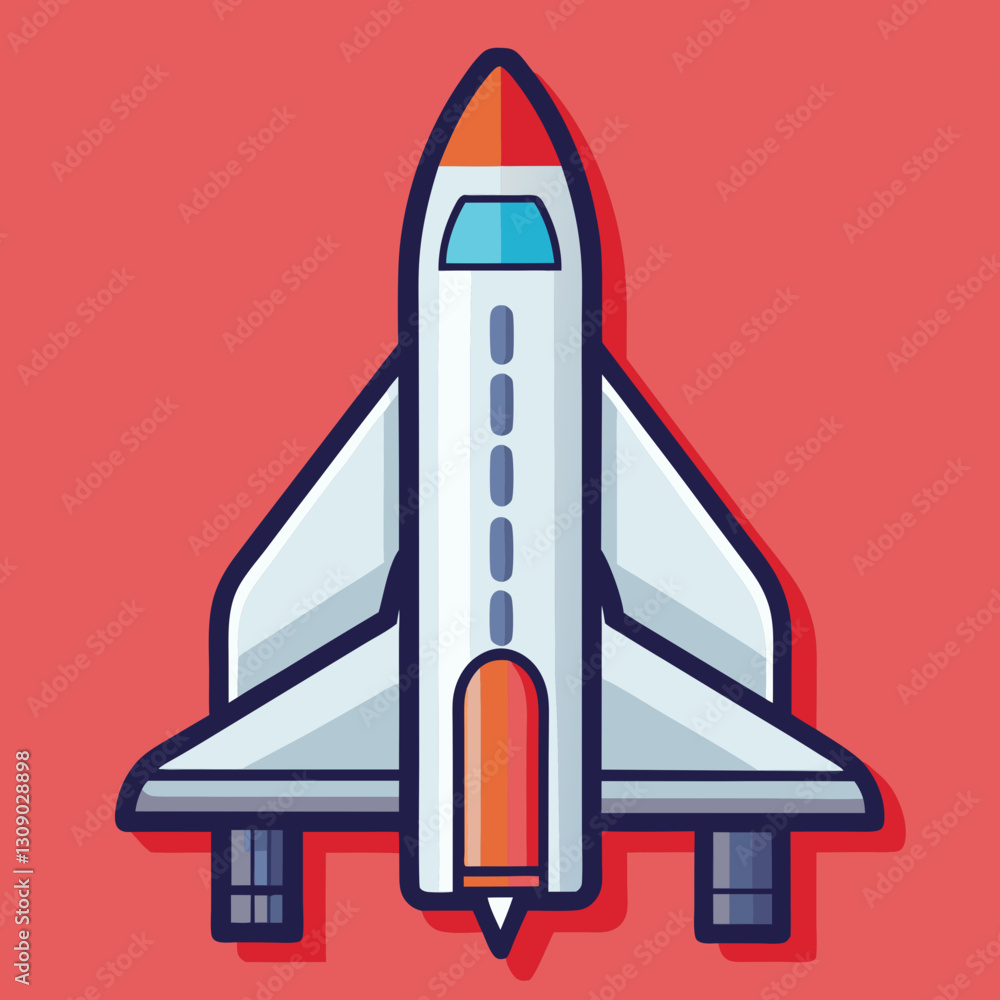Aufkleber space shuttle vector with red background, a clean vector illustration of a space shuttle with a vibr