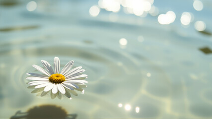 Chamomile flower floating in water