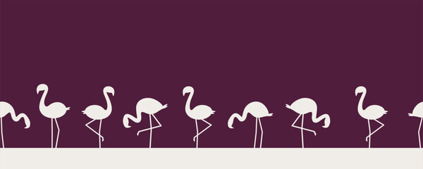 flamingo silhouettes border © Olga