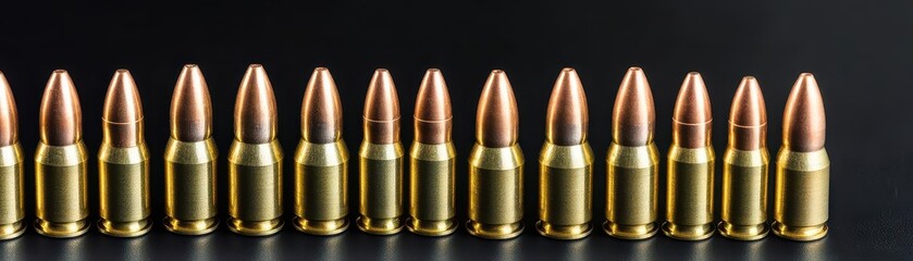 A row of rifle cartridges