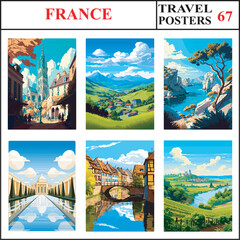 France Rouen La Savoie Calanques Travel Poster Wall Art Print Collection Set Part 67