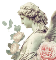 PNG Painting art flower statue.