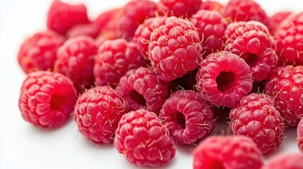 Fresh Raspberries with Tiny Hairs Isolated on Bright Background