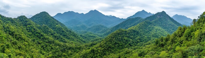 Fototapeta premium A wide shot of the mountainous terrain in Thailand