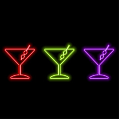 Party Bar Vector Neon Flat Design Icon Fresh Cocktail Symbol Isolated