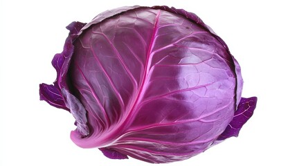 Obraz premium Fresh Red Cabbage Isolated with Bright and Even Lighting Detail