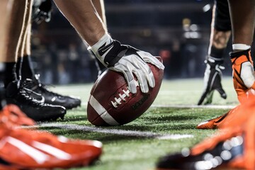 Dynamic close-up image showcasing players and football on the field preparing for a game
