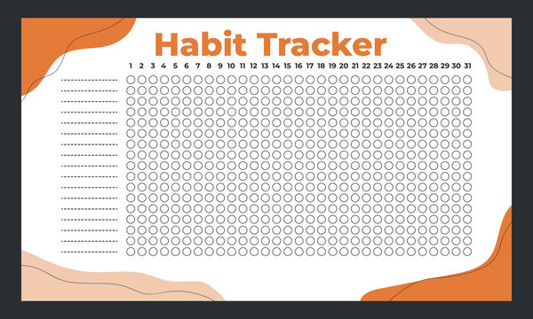 Habit Tracker. Blank monthly planner template for tracking habits. Monthly planner.