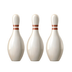 bowling pins with red stripes isolated on white background.