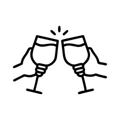 continuous line champagne cheers hands toasting 