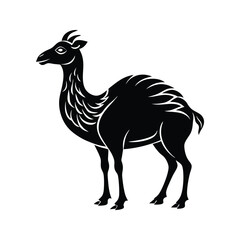 Fototapeta premium Stylized desert camel silhouette isolated on white background
