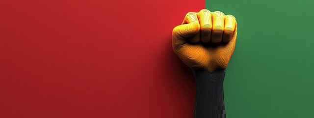 A Powerful Symbol of Unity and Strength: The Tri-Color Fist Against a Vivid Background