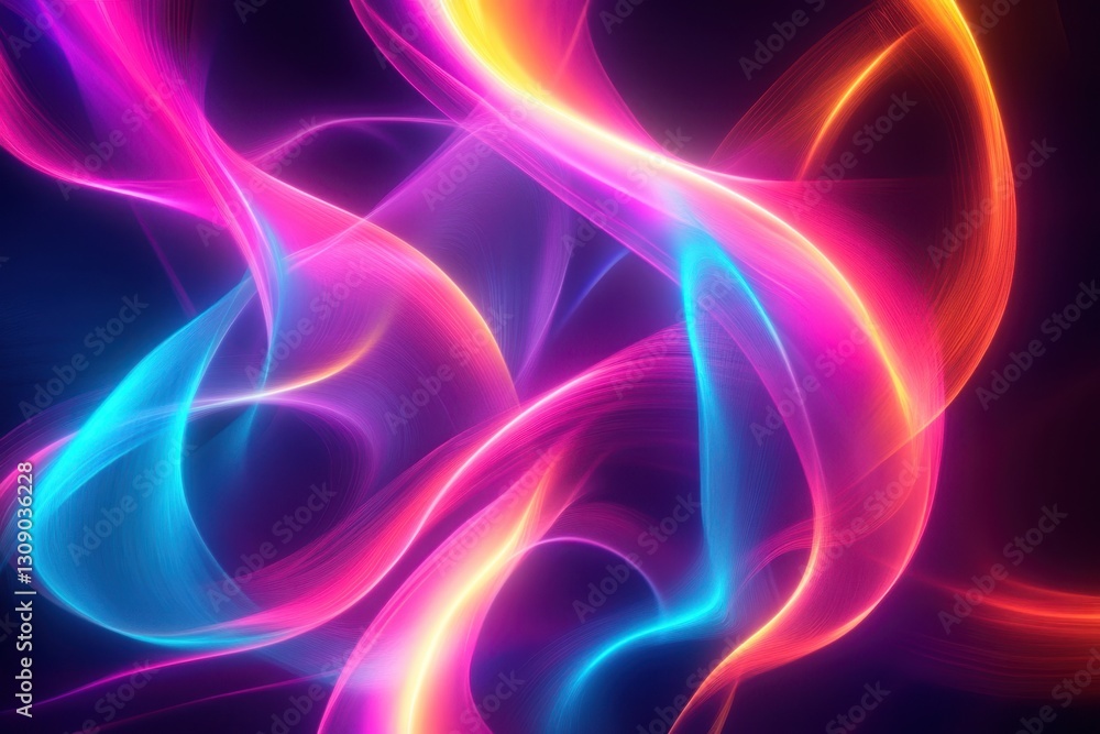Poster colorful abstract light patterns swirling in a dark background creating a vibrant visual experience