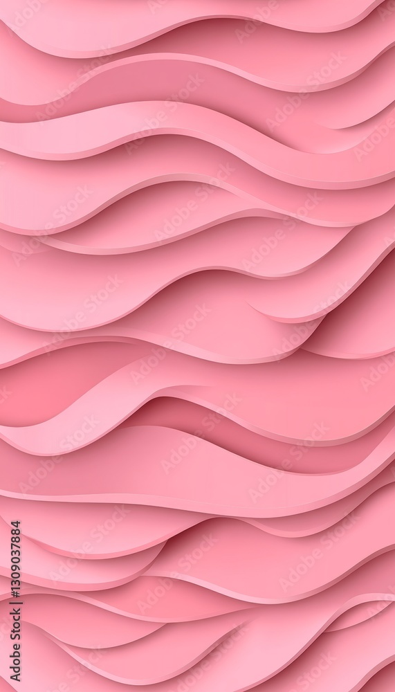 Poster abstract pastel pink wave pattern, 3d rendered. background with smooth flowing lines. modern design