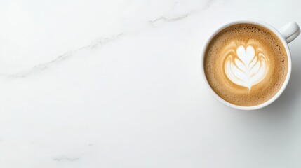 A cup of coffee with a heart shaped foam on top