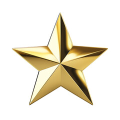 Shiny 3D Golden Star with Metallic Reflection Isolated on Transparent Background,Gold star isolated on transparent background,Gold stars 3d render, gold star png,realistic golden star isolated,Ai
