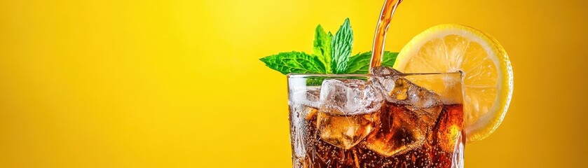 Pouring cola drink drinks lemonade softdrinks in a glass