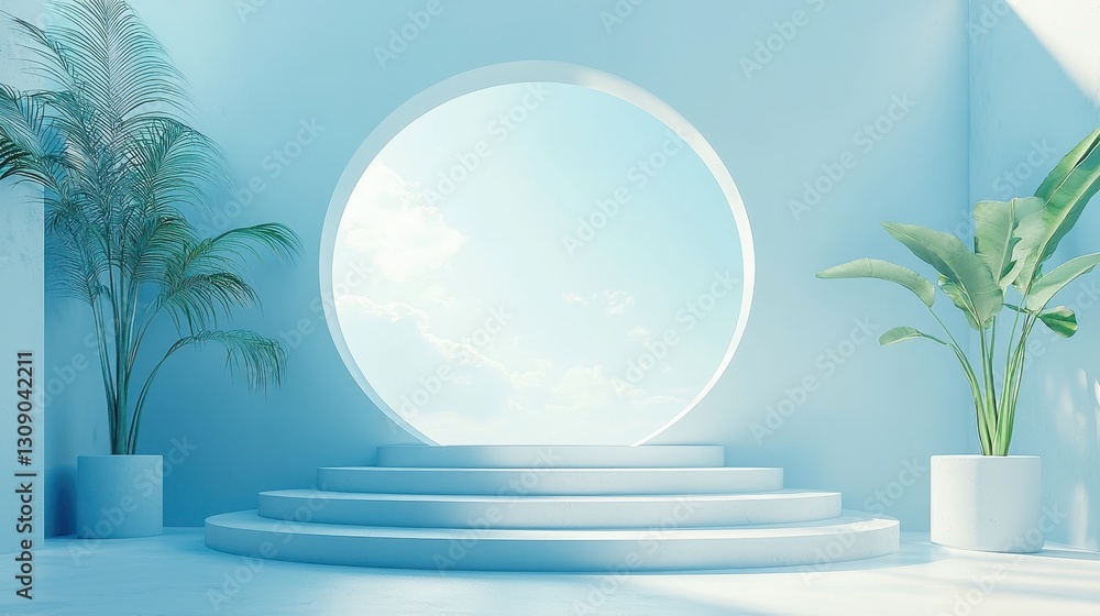 Poster modern architecture minimalist circular spaces for a bright environment