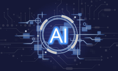 Abstract Technology Background with AI Concept and Digital Elements