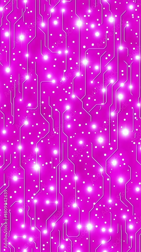Aufkleber abstract glowing circuit board pattern on a magenta background.