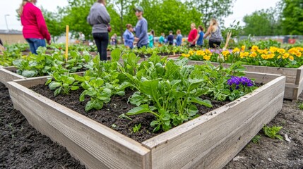 Community Garden Initiative Promoting Sustainability Through Collaborative Gardening Efforts Smart Agriculture Precision Farming, and Sustainable Farming concept.