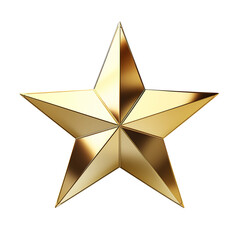 Obraz premium Shiny 3D Golden Star with Metallic Reflection Isolated on Transparent Background,Gold star isolated on transparent background,Gold stars 3d render, gold star png,realistic golden star isolated,Ai