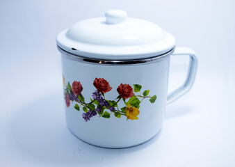 stainless steel glass on white background