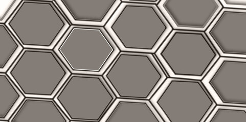 Obraz premium Abstract geometric technology gray and white hexagonal pattern effect line seamless sarfece polygonal abstract white background .use for wallpaper, banner, template, poster, vector, illustration