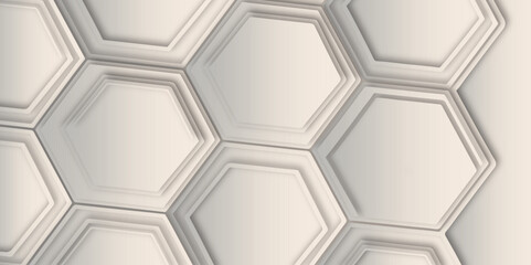 Abstract geometric technology gray and white hexagonal pattern effect line  seamless sarfece polygonal abstract white background .use for wallpaper, banner, template, poster, vector, 
 illustration
