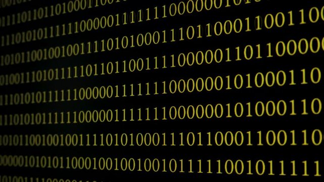 Binary code displayed in an abstract pattern creates a technological atmosphere, perfect for presentations and digital projects focusing on data and coding.