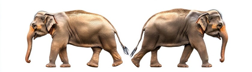 Fototapeta premium Side view of walking Asian Elephant isolated on white background