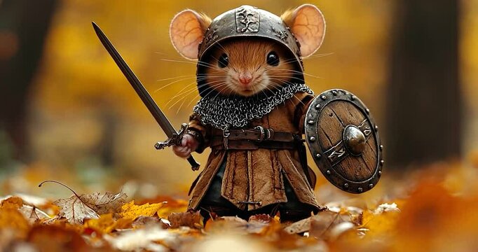 Brave Little Warrior in Autumn Woodscape