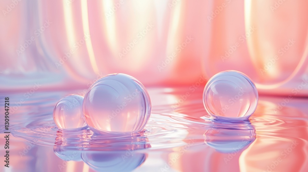 Aufkleber visual harmony of floating bubbles tranquil abstract art in a serene space
