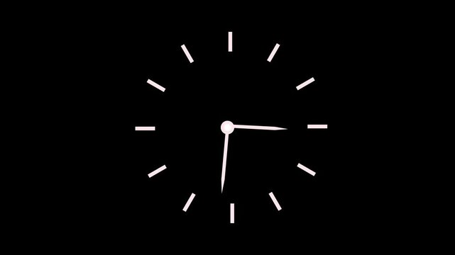 Counting down, circle clock animated with alpha channel.
