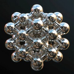 Detailed lattice structure of metallic nanocrystals with reflective surfaces. Generated AI