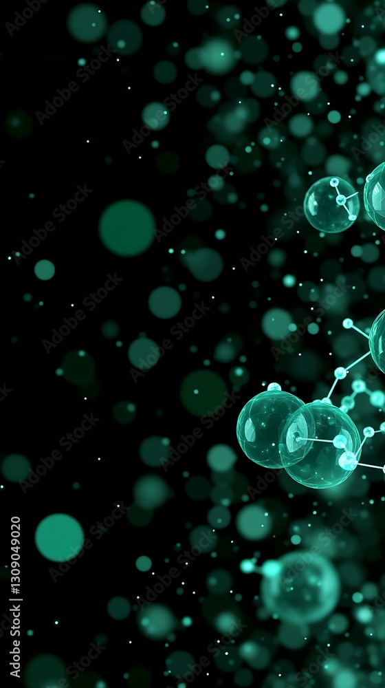 Aufkleber emerald molecular structure visualization against dark unexplored background