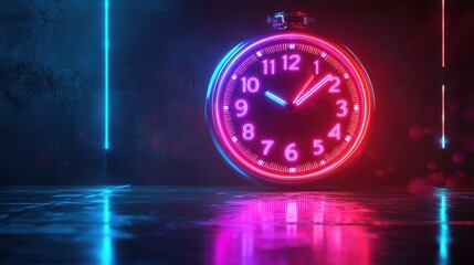 Dynamic neon clock display urban environment digital art nighttime vibes futuristic concept