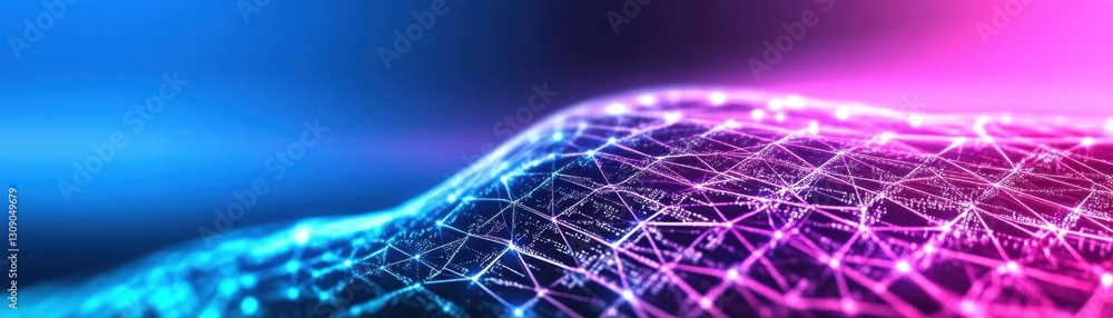 Poster Technology Digital Data Abstract Background, Data Analysis and Access to Digital Data, Digital Cyberspace with Particles and Digital Data Network Connections, 3D Rendering